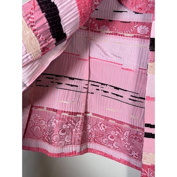 K Studio Textured Jacket 14 Pink Striped Floral Embroidery Resort Classic Preppy - Picture 7 of 15